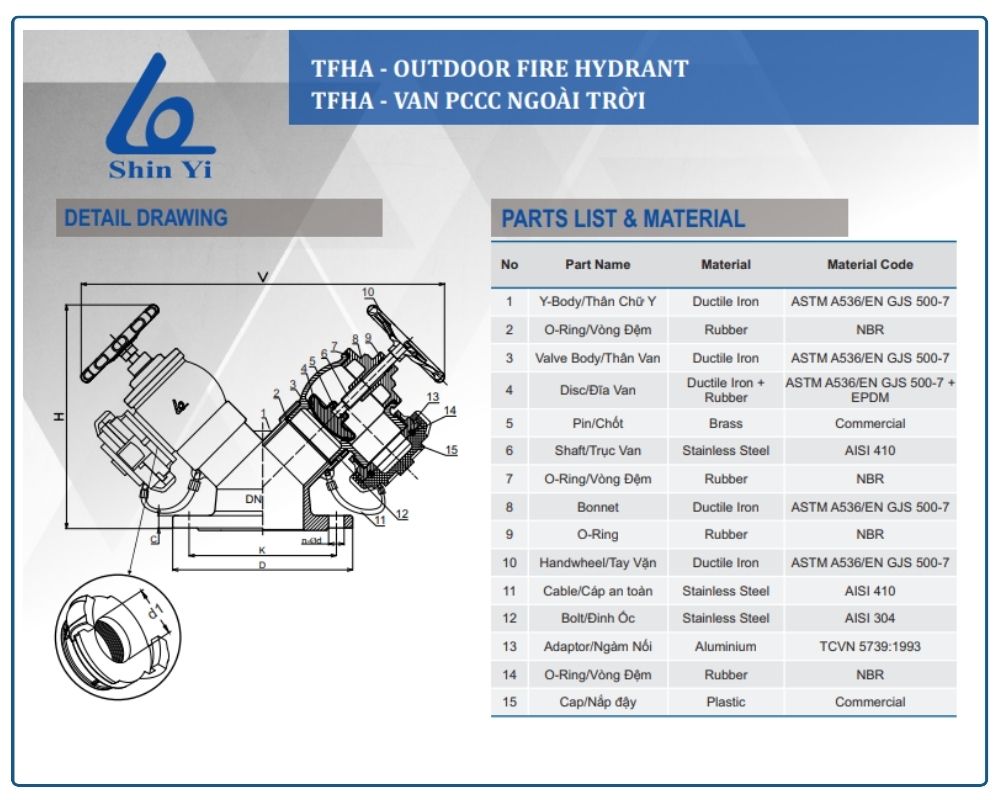 Trụ chữa cháy ngoài nhà Shinyi 8 Cấu tạo Trụ chữa cháy ngoài nhà Shinyi