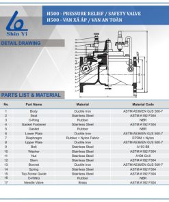 Cấu tạo van an toàn Shinyi