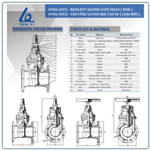 Cấu tạo van cổng ty chìm shinyi