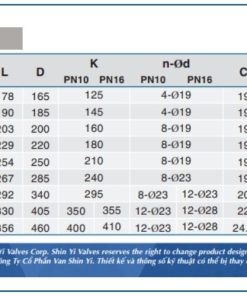 Kích thước thông số van cổng tín hiệu điện shinyi