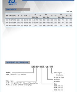 Thông số kích thước Trụ cứu hoả Shinyi