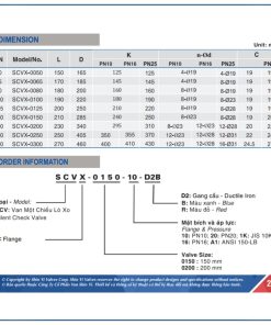 Thông số kích thước Van 1 chiều lò xo Shinyi