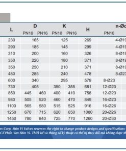 Van Phao Shinyi 5 Thông số kích thước Van Phao Shinyi