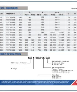 Thông số kích thước Y lọc Shinyi