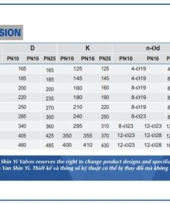 Thông số kích thước van cổng ty chìm shinyi