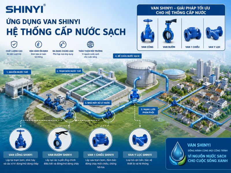 ứng dụng van shinyi vào hệ thống cấp nước sạch